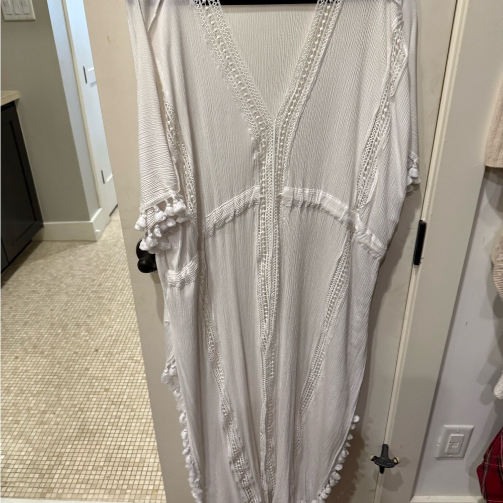 Michael Stars Cream Cover-Up with Crochet Detail